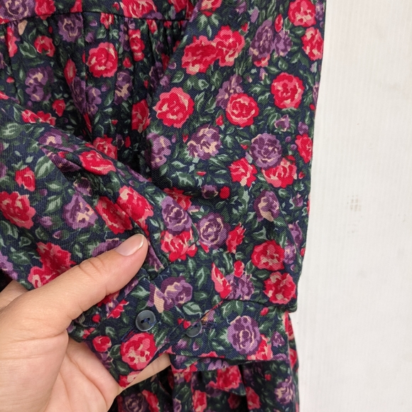 VINTAGE Laura Ashley red purple ditsy floral peter pan collar dress - Picture 5 of 10